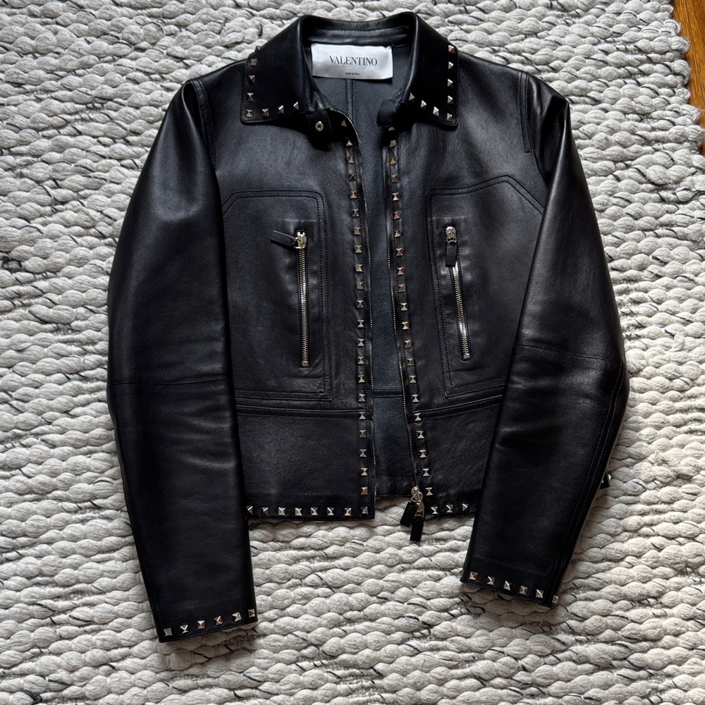 Valentino Black Studded Leather Jacket